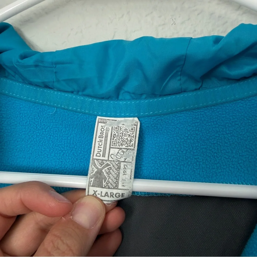 Dutch Bros Bright Teal Hooded Jacket with Black Accent